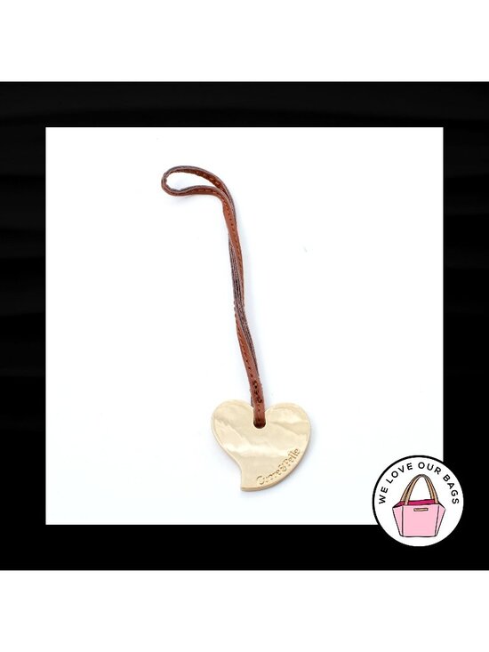 CUORA & PELLE Accessories - CUORE & PELLE GOLD HEART BROWN LEATHER STRAP FOB BAG CHARM KEYCHAIN HANG TAG